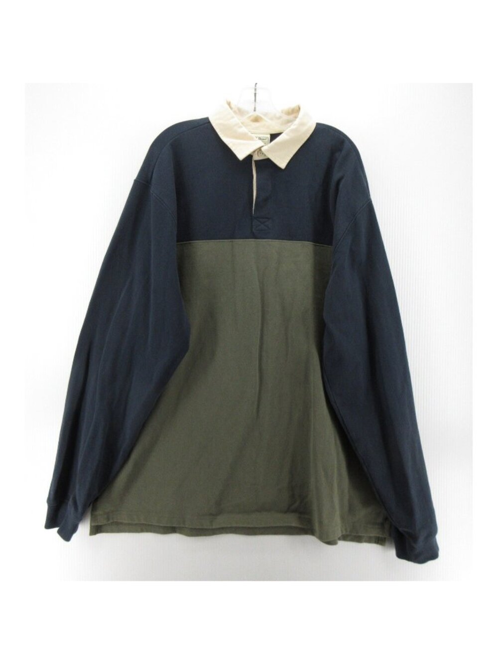 LL Bean Rugby Shirt XL Tall Green Pullover Colorblock Heritage Classic
